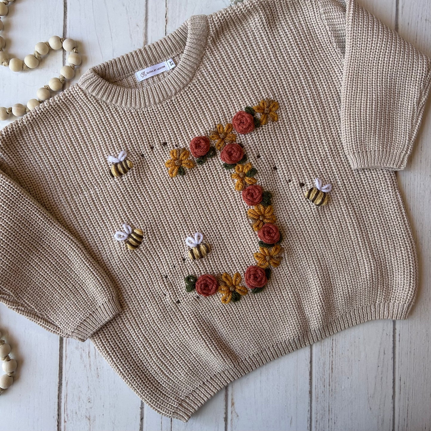 Simplistic Floral Letter Custom Knit Jumper