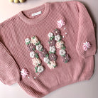 Simplistic Floral Letter Custom Knit Jumper