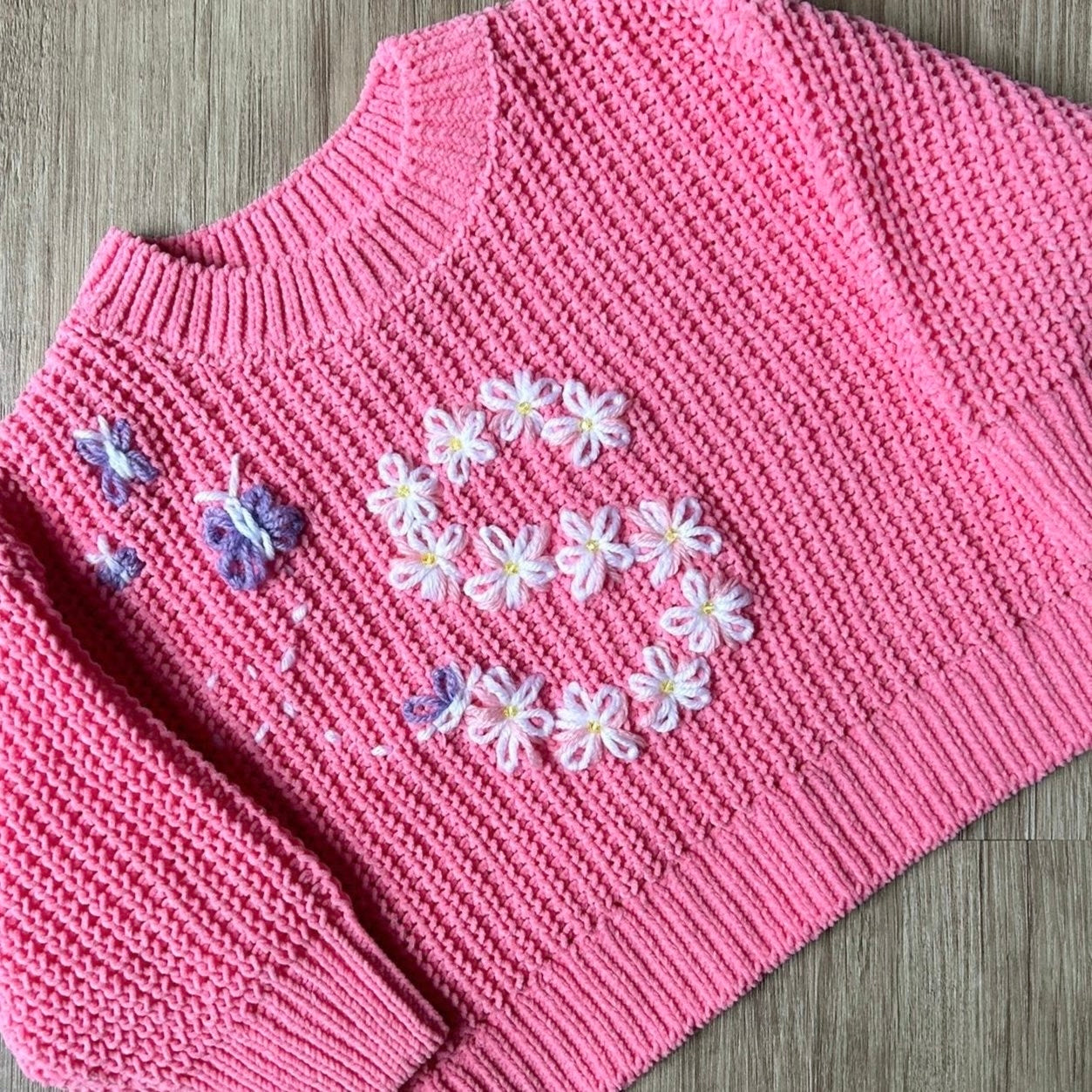 Simplistic Floral Letter Custom Knit Jumper