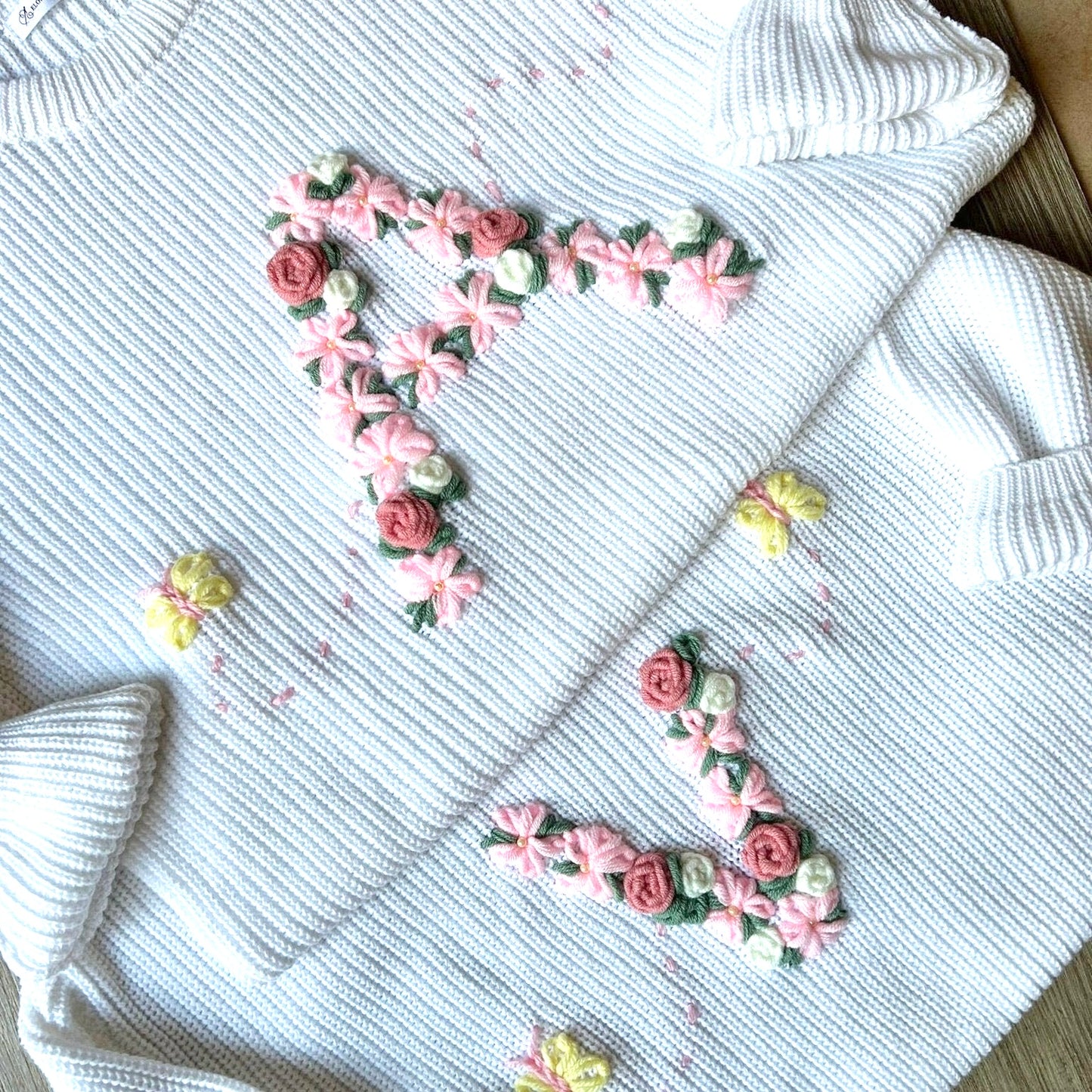 Simplistic Floral Letter Custom Knit Jumpers