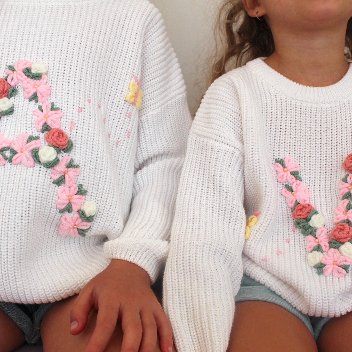 Simplistic Floral Letter Custom Knit Jumpers