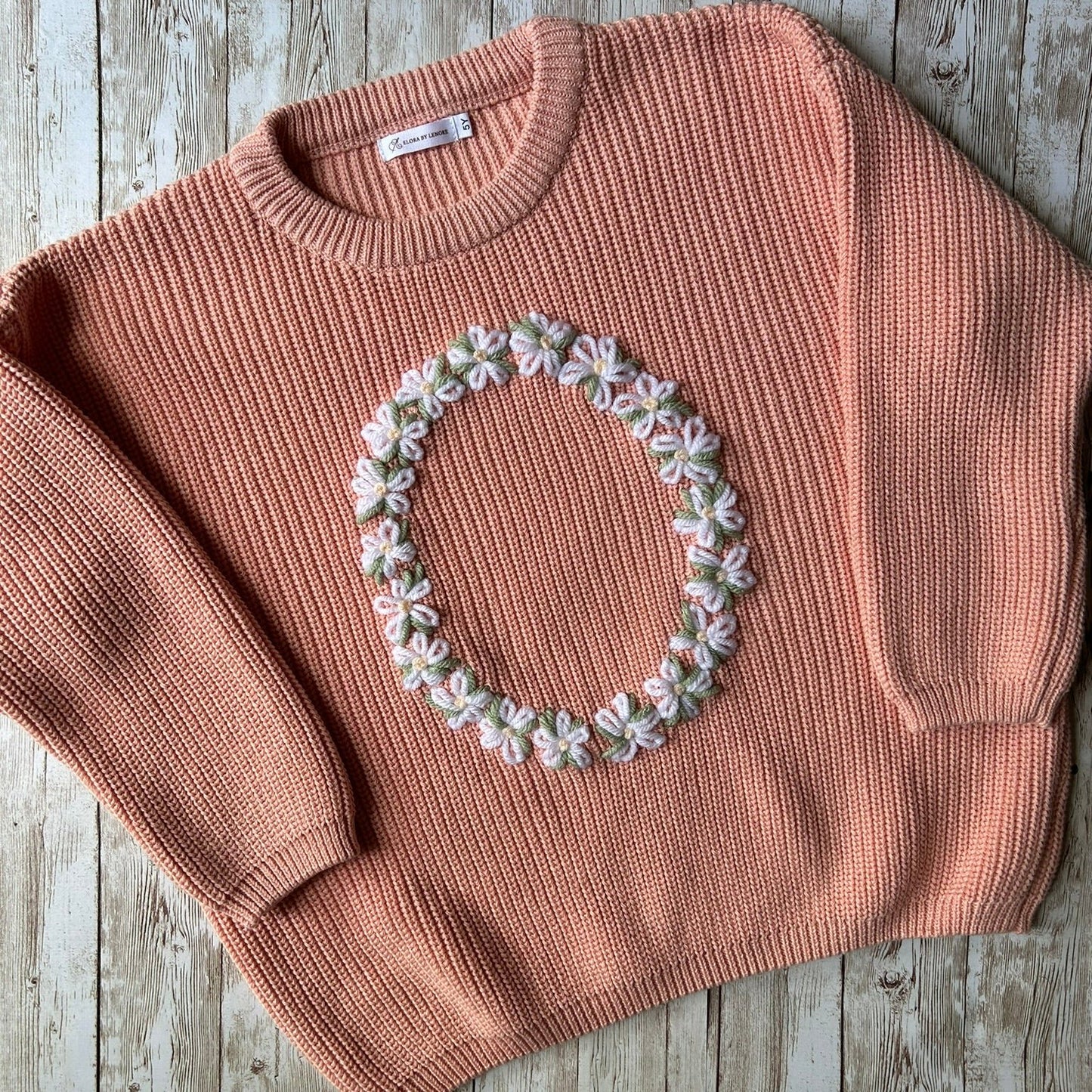 Simplistic Floral Letter Custom Knit Jumper